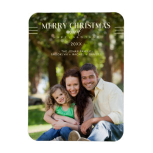 Merry Christmas Happy New Year Script Custom Photo Magnet