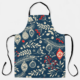 Merry Christmas, Happy New Year seamless pattern w Apron