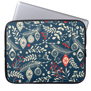 Merry Christmas, Happy New Year seamless pattern w Laptop Sleeve