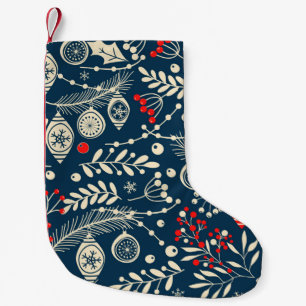 Merry Christmas, Happy New Year seamless pattern w Small Christmas Stocking