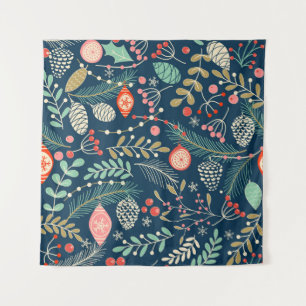 Merry Christmas, Happy New Year seamless pattern w Tapestry