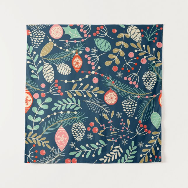 Merry Christmas, Happy New Year seamless pattern w Tapestry (Front)