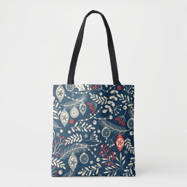 Merry Christmas, Happy New Year seamless pattern w Tote Bag (Front)
