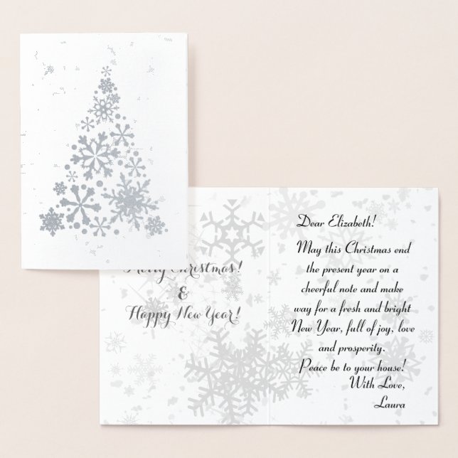 Merry Christmas & Happy New Year silver custom Foil Card (Display)