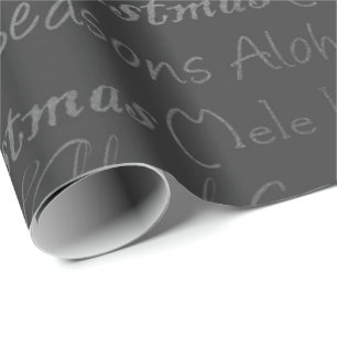 Merry Christmas Happy New Year Silver Grey Grey Wrapping Paper