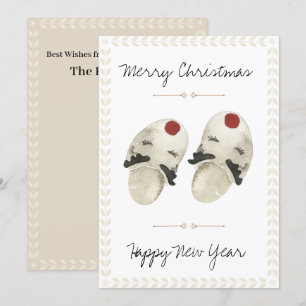 Merry Christmas Happy New Year Slippers Card