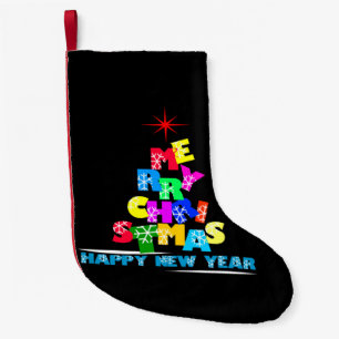 Merry Christmas Happy New Year Small Christmas Stocking