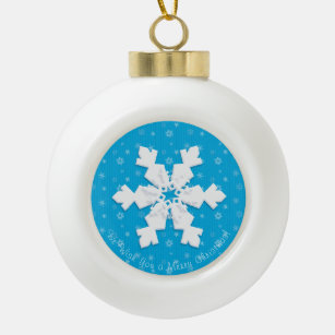 Merry Christmas! Happy New Year! Snowflake 2024 Ceramic Ball Christmas Ornament