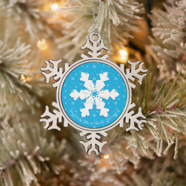 Merry Christmas! Happy New Year! Snowflake 2024 Snowflake Pewter Christmas Ornament (Tree)