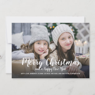 Merry Christmas Happy New Year snowflakes photo Holiday Card