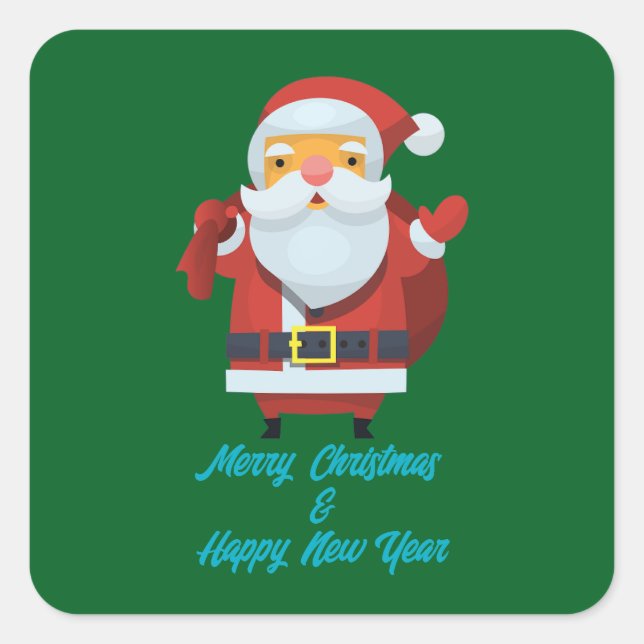 Merry Christmas & Happy New Year Square Sticker (Front)