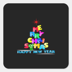 Merry Christmas Happy New Year Square Sticker