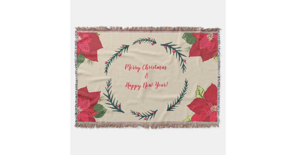 Merry Christmas, Happy New Year Throw Blanket | Zazzle.co.uk