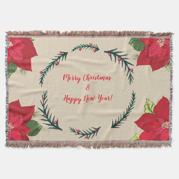 Merry Christmas, Happy New Year Throw Blanket | Zazzle.co.uk