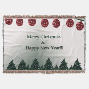 Merry Christmas, Happy New Year Throw Blanket