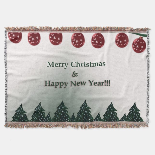 Merry Christmas, Happy New Year Throw Blanket (Front)