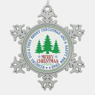Merry Christmas Happy New Year Tree Ornament