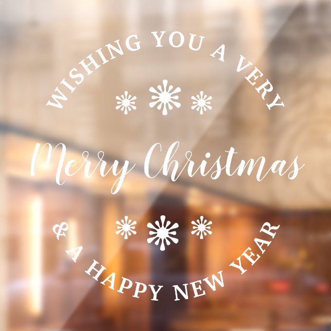 Merry Christmas Happy New Year Typography Window Cling (Sheet 2)