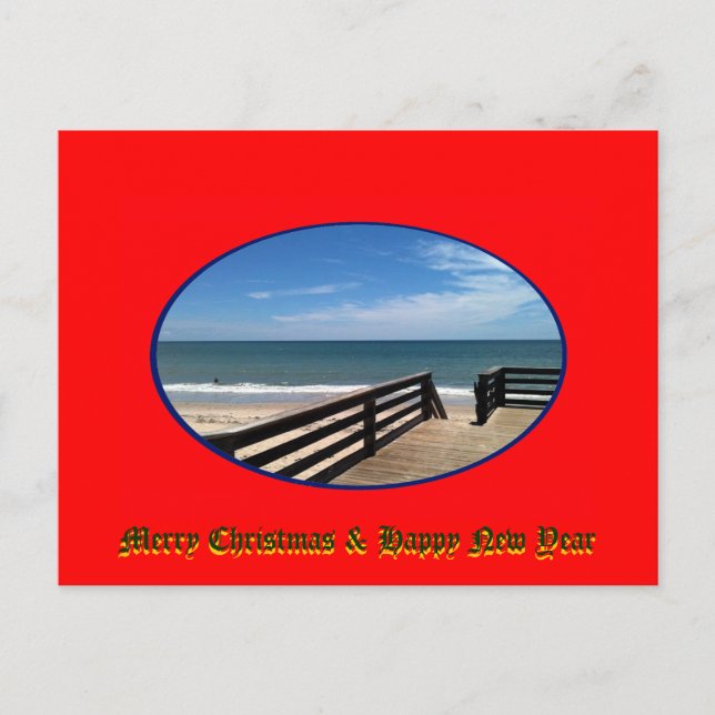 Merry Christmas & Happy New Year Vero Beach FL Holiday Postcard (Front)