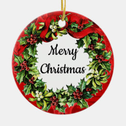 Merry Christmas Happy New Year Vintage Ornament