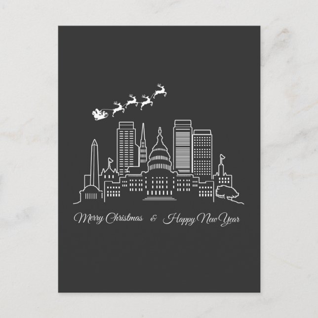 Merry Christmas Happy New Year Washington DC Postcard (Front)
