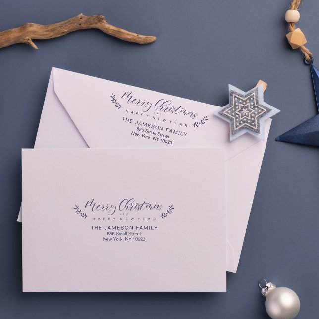 Merry Christmas & Happy New Year Whimsical Script Rubber Stamp (Creator Uploaded)