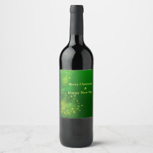 Merry Christmas Happy New Year Wine Label