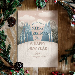 Merry Christmas & Happy New Year   Winter Woodland Holiday Card