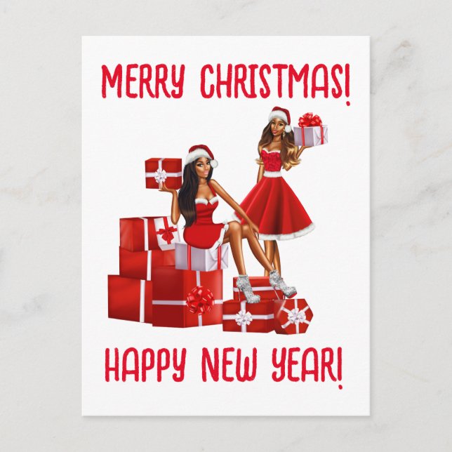 Merry Christmas.  Happy New Year.  Women Mum Sista Holiday Postcard (Front)