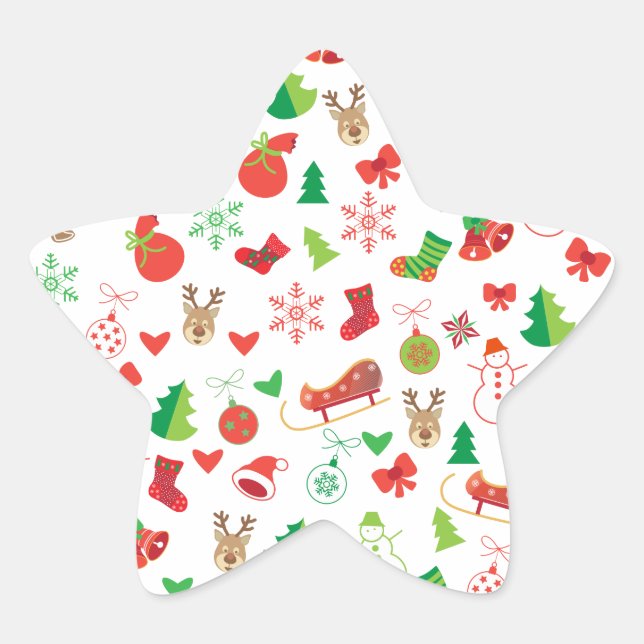 Merry Christmas & Happy New Year! XMAS Icons Star Sticker (Front)