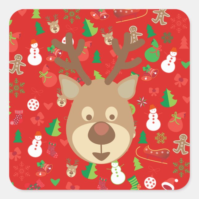 Merry Christmas & Happy New Year! XMAS Square Sticker (Front)