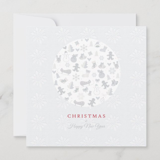 Merry Christmas & Happy New Year! XMAS White Card (Front)