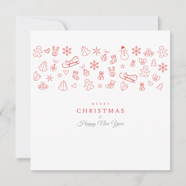 Merry Christmas & Happy New Year! XMAS White Card (Front)