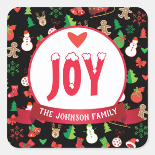 Merry Christmas & Happy New Year! XMAS Wishes Square Sticker