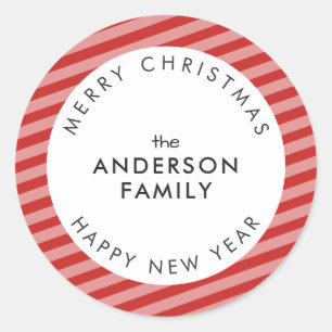 Merry Christmas Happy New Year Your Name Classic Round Sticker
