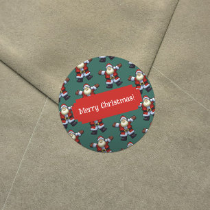 Merry Christmas! Happy Santa Father Xmas Pattern Classic Round Sticker