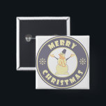 Merry Christmas happy snowman famous coffe style 15 Cm Square Badge<br><div class="desc">Famous coffe style logo with Merry Christmas typography</div>