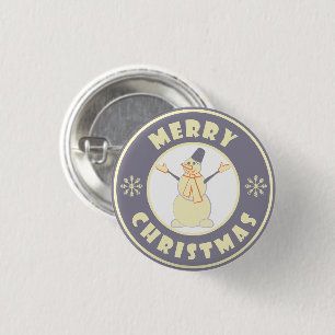 Merry Christmas happy snowman famous coffe style 3 Cm Round Badge