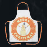Merry Christmas happy snowman famous coffe style Apron<br><div class="desc">Famous coffe style logo with Merry Christmas typography</div>