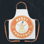 Merry Christmas happy snowman famous coffe style Apron<br><div class="desc">Famous coffe style logo with Merry Christmas typography</div>