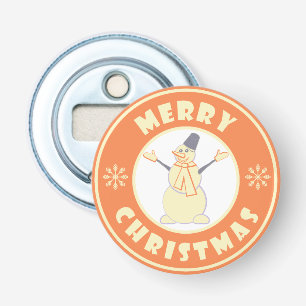 Merry Christmas happy snowman famous coffe style Bottle Opener