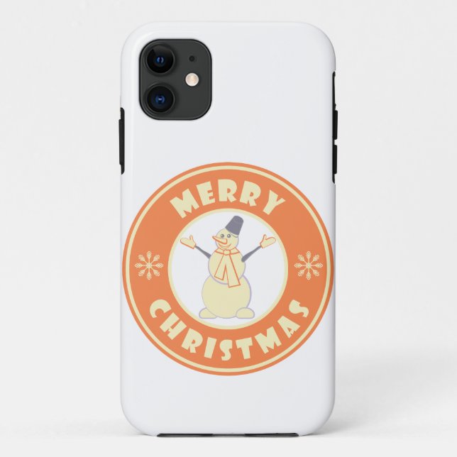 Merry Christmas happy snowman famous coffe style Case-Mate iPhone Case (Back)
