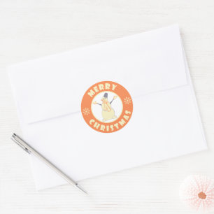 Merry Christmas happy snowman famous coffe style Classic Round Sticker