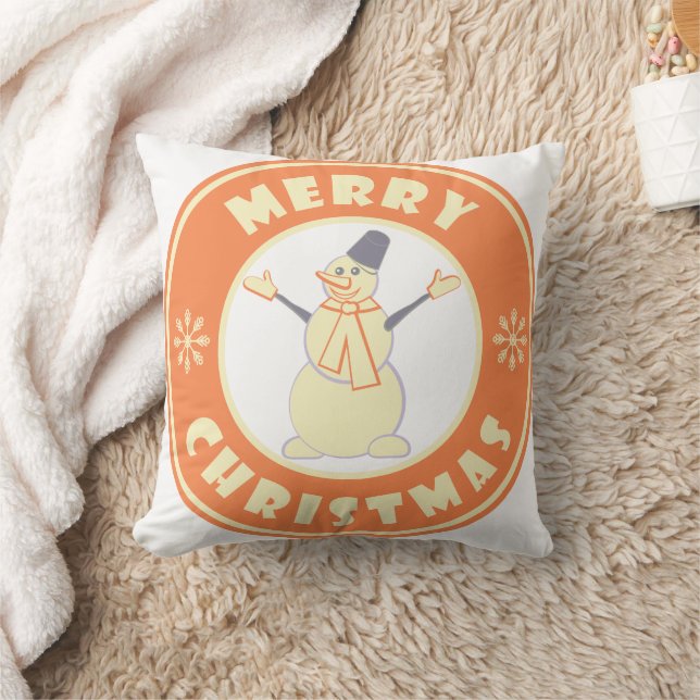 Merry Christmas happy snowman famous coffe style Cushion (Blanket)