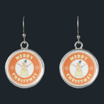 Merry Christmas happy snowman famous coffe style Earrings<br><div class="desc">Famous coffe style logo with Merry Christmas typography</div>