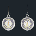 Merry Christmas happy snowman famous coffe style Earrings<br><div class="desc">Famous coffe style logo with Merry Christmas typography</div>