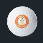 Merry Christmas happy snowman famous coffe style Golf Balls<br><div class="desc">Famous coffe style logo with Merry Christmas typography</div>