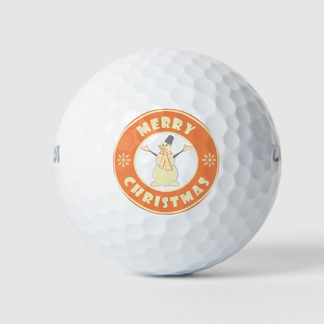 Merry Christmas happy snowman famous coffe style Golf Balls (Front)