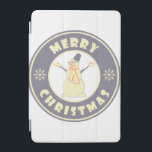 Merry Christmas happy snowman famous coffe style iPad Mini Cover<br><div class="desc">Famous coffe style logo with Merry Christmas typography</div>