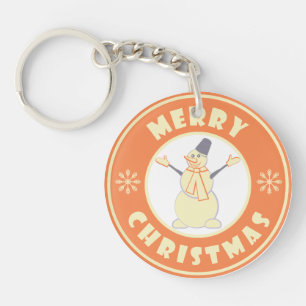 Merry Christmas happy snowman famous coffe style Key Ring